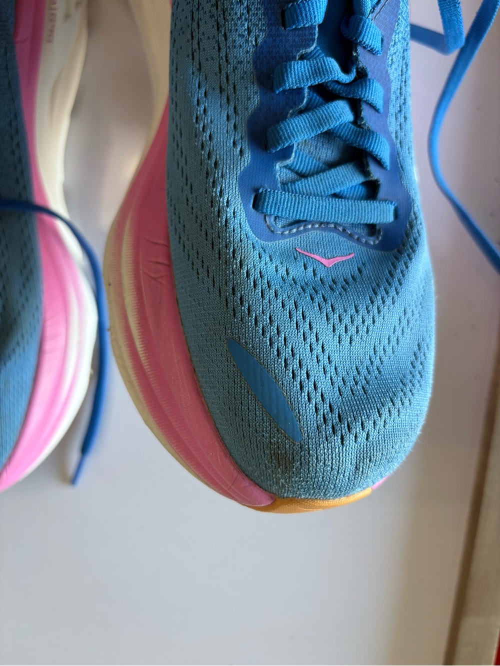 Hoka Blue Pink White Women's Athletic Running Shoes - Picture 9 of 10